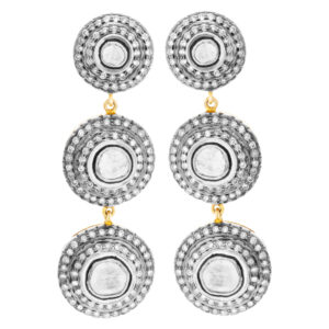 Silver and gold diamond drop earrings with 4.05 cts in diamonds