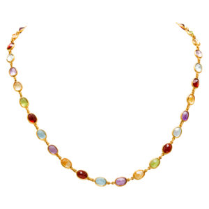 Colorful necklace in 14k yellow gold