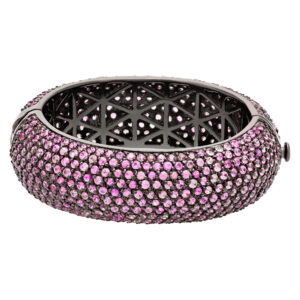 Pink Sapphire bangle in sterling silver