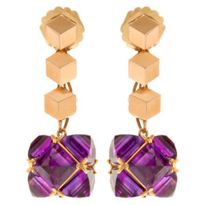 18k rose gold amethyst earrings singned by Paolon Costagli New York