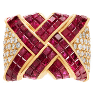 Stunning ruby and diamong wide ring