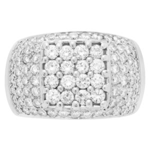 Pave diamond ring in 18k white gold w/ approx. 2.18 cts in diamonds (F-G, VS)