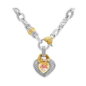 Judith Ripka necklace with heart pendant in silver and 18k yellow gold