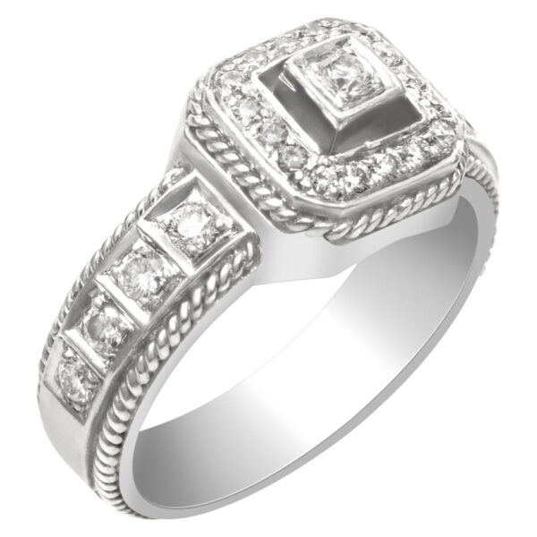 Lovely Diamond ring in 18k white gold. 0.50 carats (I color, SI clarity). Size 8.5