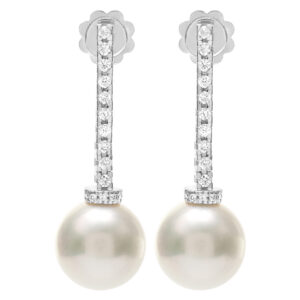 South Sea 10.8mm pearl earrings with 0.25 cts in diamonds