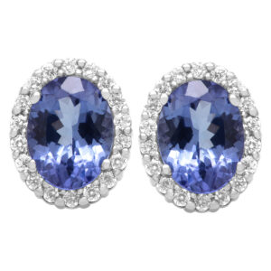 Tanzanite earrings with 0.27 cts in diamonds set in 18k white gold