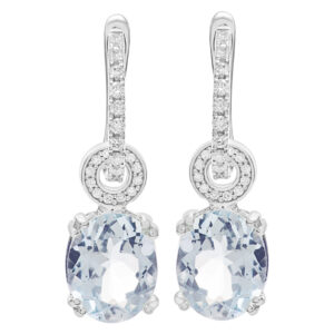 Aquamarine earrings in 18k whit gold with diamonds