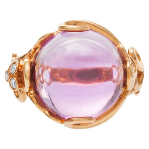 Amethyst ring with diamond accents in 18k rose gold