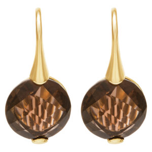 Smoky quartz earrings in 18k yellow gold