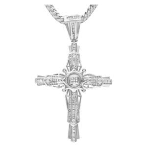 Diamond cross pendant in 14k white gold with over 1.5 carats in diamonds