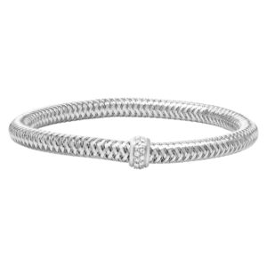 Roberto Coin Primavera bangle in 18k white gold with 0.22 cts in diamonds