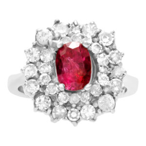 Sparkling ruby and diamond ring in 18k w/g