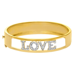 "Love" bangle in 18k yellow gold with diamonds. 0.50 carats in diamonds