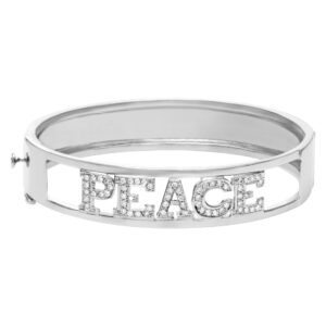 "Peace" bangle in 18k white gold with diamonds. 0.50 carats in diamonds