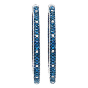 Inside out sapphire & diamond hoops, 5.3 cts in rich blue sapphires in 18k white gold