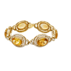 18k yellow gold bracelet with approx. 4.70 cts in diamonds and approx. 30.95 cts in Citrine stones