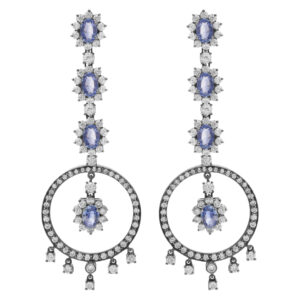 Blue sapphire and diamond earrings