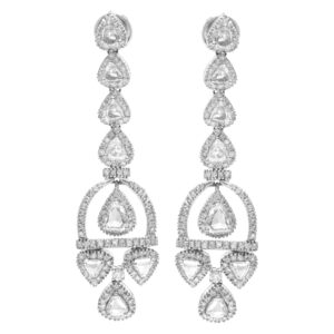 Rose cut diamond earrings in 18k white gold