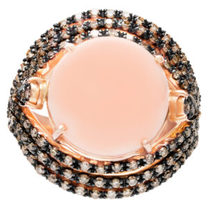 Coral ring in 18k with diamond accents approx. 1.5 cts set in 18k rose gold