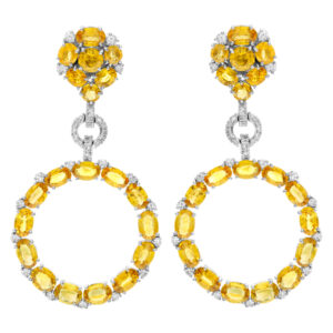 Yellow sapphire earrings with 22.07 cts in sapphires and 1.42 ct in diamonds