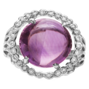 Amethyst and diamond ring in 18k white gold