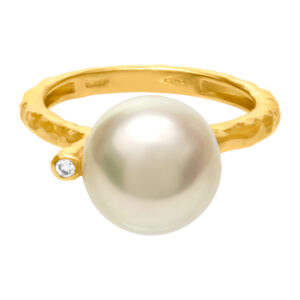 10.7mm South Sea pearl ring with 0,02 ct diamond in 18k