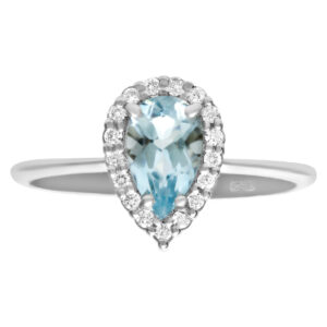 Aquamarine ring with 0.13 cts in diamond accents