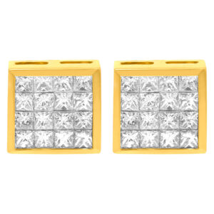 Square diamond earrings in 18k