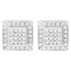 Square diamond cufflinks in 18k white gold