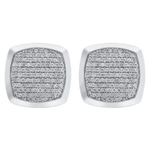 Diamond cufflinks in 18k white gold. 1.48 carats in clean white diamonds