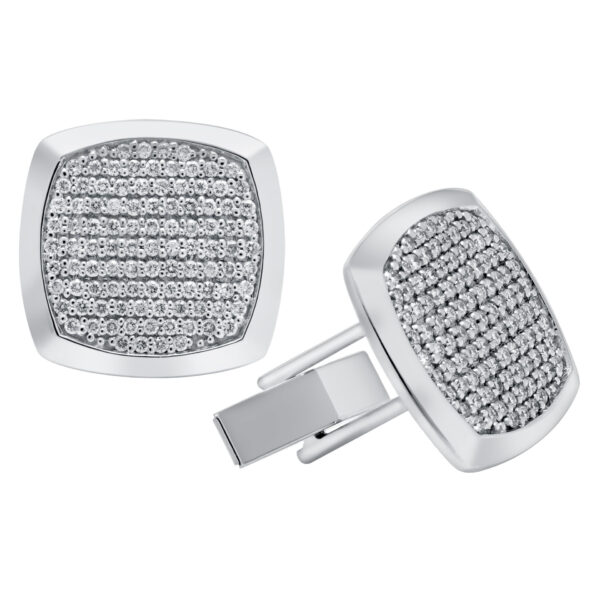 Diamond cufflinks in 18k white gold. 1.48 carats in clean white diamonds