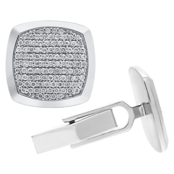 Diamond cufflinks in 18k white gold. 1.48 carats in clean white diamonds