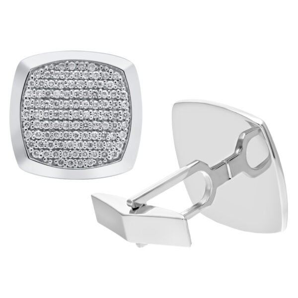 Diamond cufflinks in 18k white gold. 1.48 carats in clean white diamonds