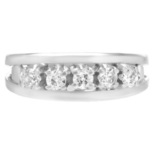 Diamond band with 5 diamonds in 18k white gold. Size 7