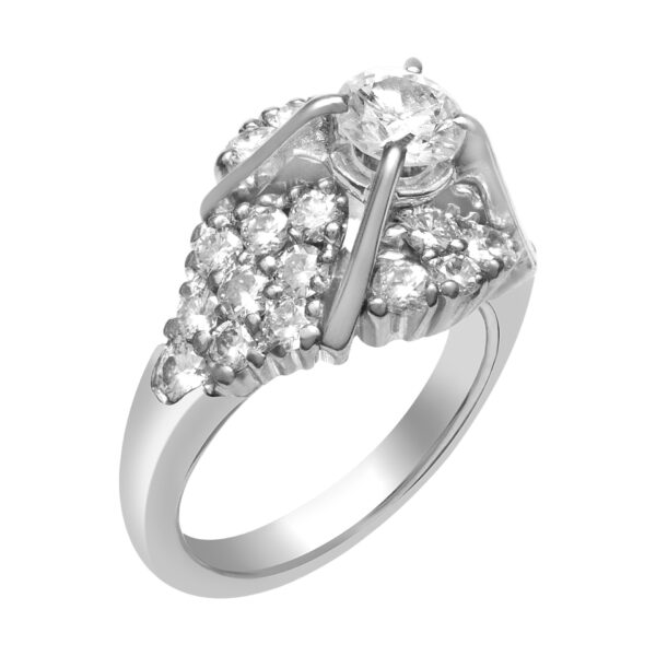 Vintage geometric diamond ring 1.00 carat in diamonds set in platinum.