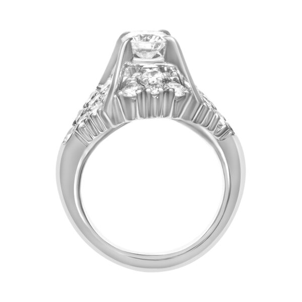 Vintage geometric diamond ring 1.00 carat in diamonds set in platinum.