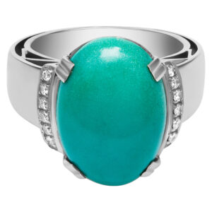 Cabochon green turquoise ring