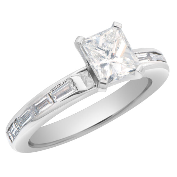 GIA certified cut-cornered rectangular modified brilliant cut diamond ring