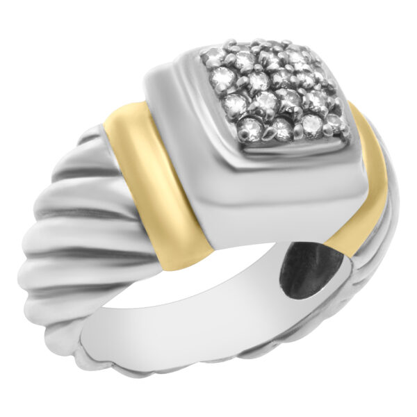 David Yurman ring in 18k yellow gold & Sterling silver with pave diamonds