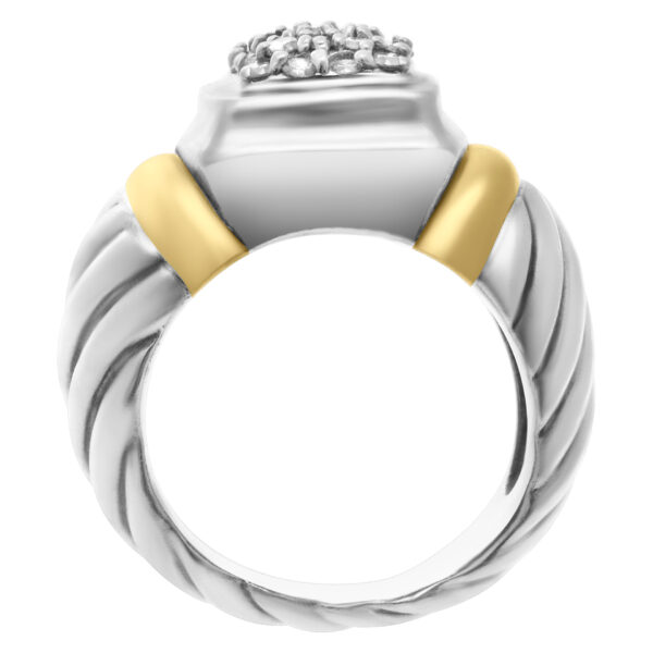 David Yurman ring in 18k yellow gold & Sterling silver with pave diamonds