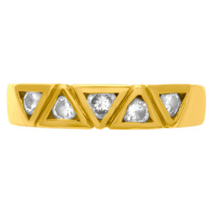 Ring Of Diamond Triangles. 0.50 Carats Set In 14k yellow Gold. Size 7.5