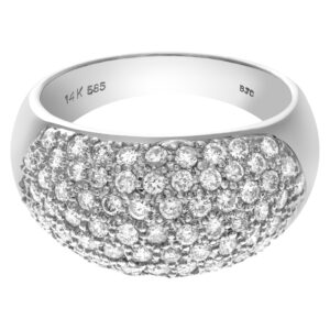 Domed Pave diamond ring in 14k white gold. 3.0 cts in pave diamonds.(G-H, SI2)