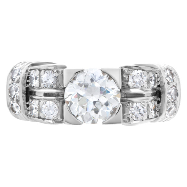 GIA certified round briiliant diamond 1.13 carats (J color, VS2 clarity) ring set in platinum. Size 7