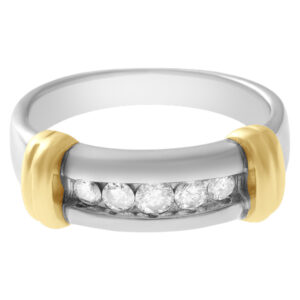 Diamond band in 18k white and yellow gold.