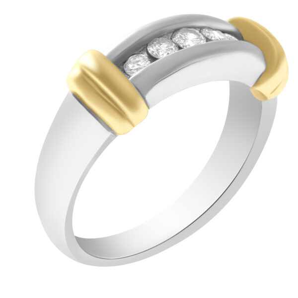 Diamond band in 18k white and yellow gold.