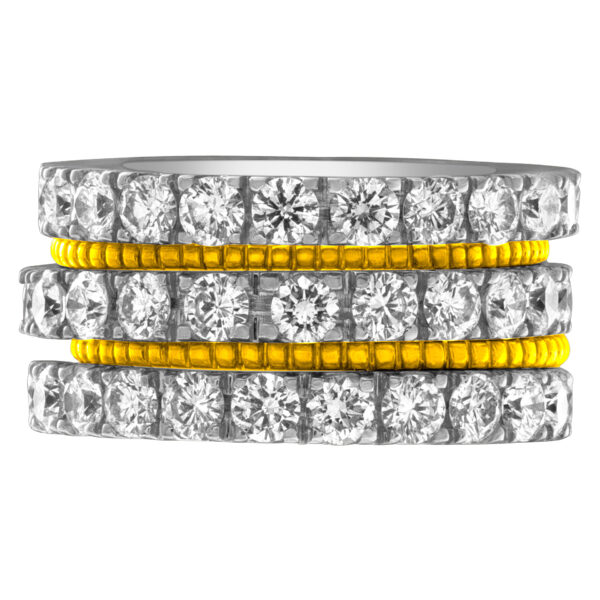 Diamond Eternity Band and Ring in 18k white gold, & 2 "perlee" 18k yellow gold band. 3.0 cts in diamonds.