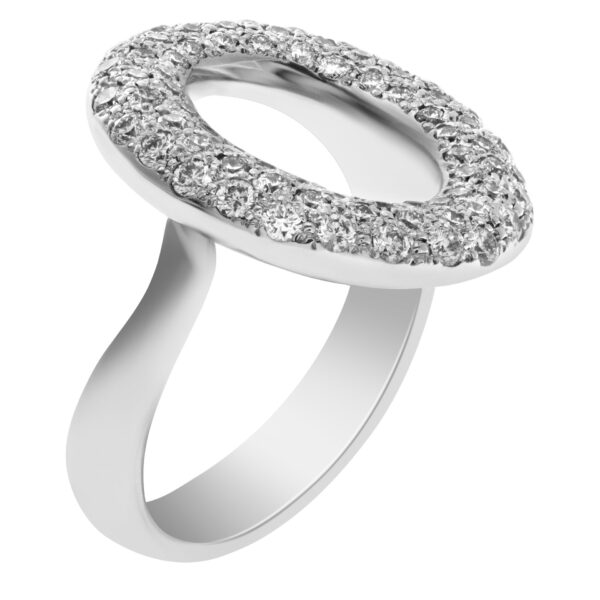 "O" pave diamond ring in 14k white gold, 1 carat of diamonds