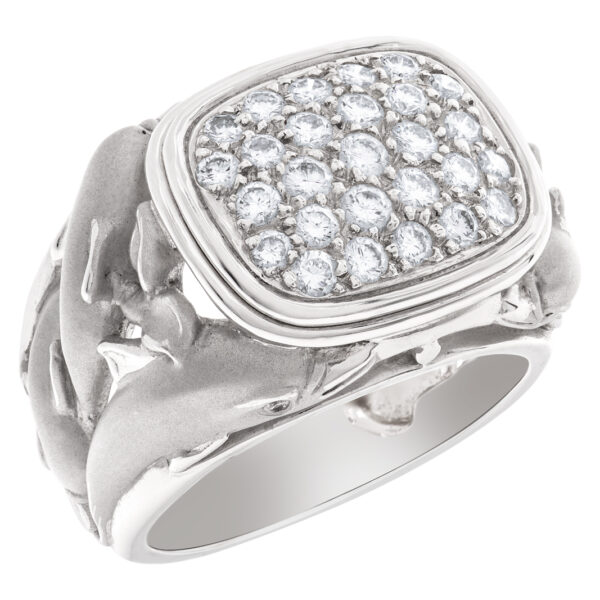 Carrera y Carrera dolphin motif pave diamond ring in 18k white gold