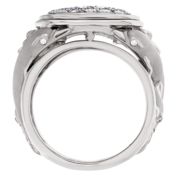 Carrera y Carrera dolphin motif pave diamond ring in 18k white gold