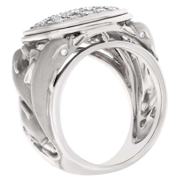 Carrera y Carrera dolphin motif pave diamond ring in 18k white gold